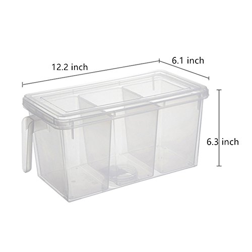 Minesign Plastic Storage Containers Square Handle Food Storage Organizer Boxes With Lids For Refrigerator Fridge Cabinet Desk (Set Of 2 Organizers With Lid And 6 Removable Bins) #TOP1