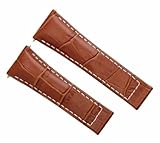 Ewatchparts Genuine Leather Band Strap Italian Compatible With Rolex Daytona 116523 Tan With White Stitching Regular
