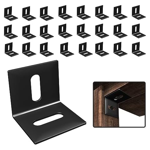 Table Top Fasteners, SEPTCITY 24PCS Adjustable Corner Brackets for Wood, Heavy Duty Right Angle L Brackets for Shelves Desk and Chairs, Tabletop Connectors for Repairing Furniture Cover