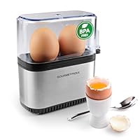 GOURMETmaxx Design Eierkocher für 2 Eier | kompakter Egg Boiler | Egg Cooker mit Eierstecher, Messbecher & Signalton | 3 Härtegrade | leichte Reinigung & spülmaschinenfeste Teile