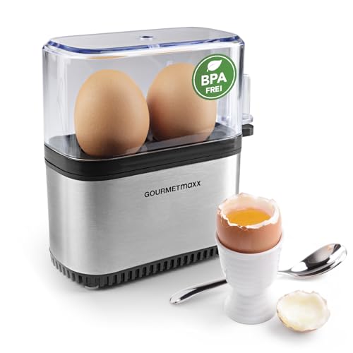 GOURMETmaxx Design Eierkocher für 2 Eier | kompakter Egg Boiler | Egg Cooker mit Eierstecher,...