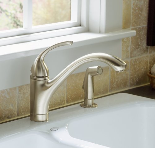 KOHLER 10416-CP Forté(R) 2-Hole Sink 9-1/16" spout, Matching Finish sidespray Kitchen Faucet, Polished Chrome
