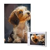 Puzzle d'intelligence en bois imprimé chien mignon 50 x 75 cm – 1000 pièces (boîte) – Puzzle éducatif pour adultes – Puzzle de décoration de la maison