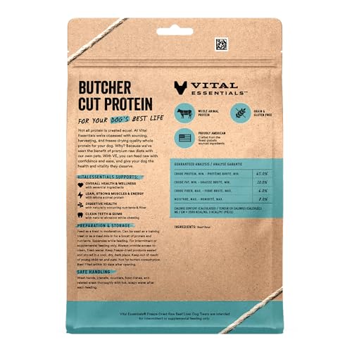 Vital Essentials Freeze Dried Dog Treats | Beef Liver, Single Ingredient | Premium Quality | Grain Free Training Treats for Dogs, 15 oz Bag