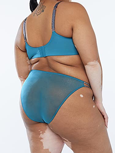 Savage X Fenty, Women's, Shining Star Lace String Bikini, Wildflower Blue Starstruck Embroidery, M #TOP2