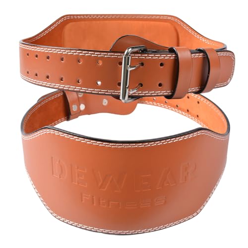 Leather Weight Lifting Belt, 4&rdquo;& 6&rdquo;Padded Lumbar Back Support, 10 Adjustable Holes, Gym Weight...
