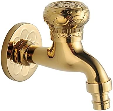 G0000D-Faucet Gold Antique Brass Dragon Carved Faucet Washing Machine Tap Multi-Functions Tap Bathroom Cold Water Faucet Single Handle==>(Wmt-014G)