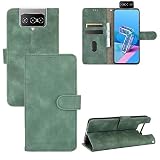 TiHen Compatible con Cover Asus Zenfone 8 Flip, PU Pelle Portafoglio Custodia Magnetico con Funzione Supporto, Slot Porta Carte+Proteggi Schermo in Vetro Temperato*2-Verde