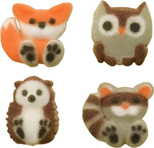 Forest Friends Assortment Sugar Decorations for Cakes and Cupcakes Food Decorations 24 count