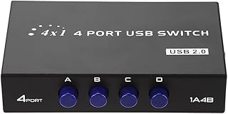 KIMISS Sharing Switcher Sharing Switcher Box Black Iron Shell 2 4 Port Usb 2.0 Manual Sharing Switch Switcher Box For Pc Printer Scanner (2 Port) (4 port manual)