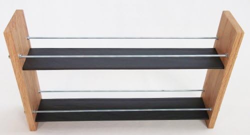 Oak Slate Design. Spice/Herb Rack .2 Tier, 18 Jar - Modern Contemporary Style - Deep Shelves for Larger Spice Jars, Boxes, Kilner Jars
