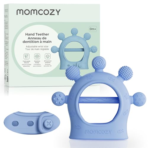 Momcozy Baby Teether Toys | Silicone Teether for 0-12 Months | Baby Teething Relief | Blue