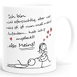 MoonWorks® Kaffee-Tasse Ich bin nicht eifersüchtig, aber was meins ist, ist nun mal meins Geschenk Liebe Valentinstag lustig Weiss Keramik-Tasse