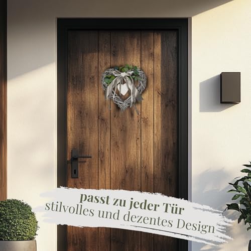 Türkranz ganzjährig für außen - Elegant Dank Naturmaterialien - 30cm Dekokranz für Haustür - Ganzjährig nutzbarer Kranz - Hochwertige Deko für Haustür und Fensterdeko hängend