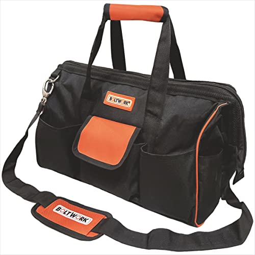 BOLTWORK 18 Inch Tool Bag, Heavy Duty Nylon, Tool Bag Suitable For Household Maintenance, Power Tools And Hand Tools. Perfect For Professionals & D.I.Y Use, Adjustable Shoulder Strap