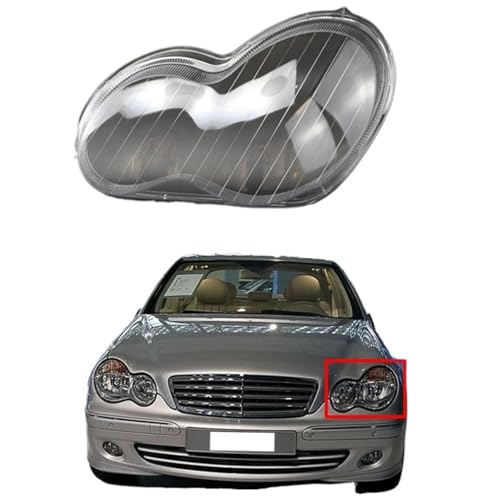 SOSHEEF Compatible for Mercedes Benz W203 2001 2002 2003 2004 2005 2006 2007 C-Class C180 C200 C230 C260 C280 Front Lights Shell Headlight Lenses(2Pcs Left and Right)