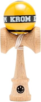 KROM Kendama MIKRO Yellow Mini Kendama Made of Beech Wood Fully playable Pocket Size for Beginners & pros