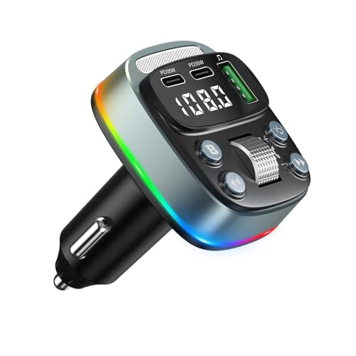 OBEST Transmisor FM Bluetooth 5.4【PD 35W + QC 18W】 Adaptador de Radio para Coche, Adaptador Bluetooth para Coche con Interruptor de luz, Sonido de bajo HiFi, Carga rápida