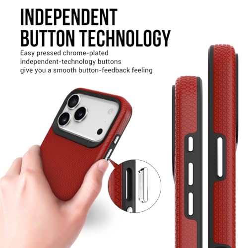 Image of NOXO Ultra-Hybrid Triangle Back Case Cover for iPhone 17 Pro, | Shockproof Design | Camera Protection | Soft TPU & Rugged PC | Bumper Case Cover for iPhone 17 Pro, (Scarlet Red)