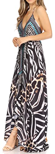 Image of Sakkas Lizi Womens Maxi High-Low Halter Handkerchief Long Dress Beach Party