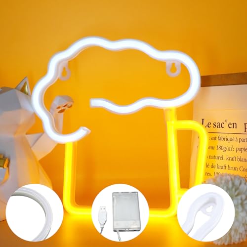 Letrero luminoso LED Cerveza Neón: Nizirioo LED Neon Light Sign Neon Sign Luces Decorativas de Pared Luz de Neón 3D Decoración de Pared USB Powered Cartel de Neón para Bar Pub Fiesta Cumpleaños