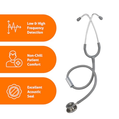 Image of BPL Medical Technologies ST-06 Stainless Steel Dual Premium Adult Chest Piece Stethoscope|High Acoustic Level, Versatile Chestpiece for Adult & Pediatric Use|Medical Instrument for Auscultation - Grey