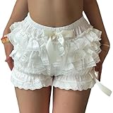 【Style】: Short superposé en dentelle à volants, mini-short à volants, taille élastique, bouffant, avec ourlet à volants, short bloomer plissé, look vintage polyvalent. Ce short bloomer uni peut être porté comme sous-vêtement sous une jupe, ou comme short de pyjama pour se détendre à la maison