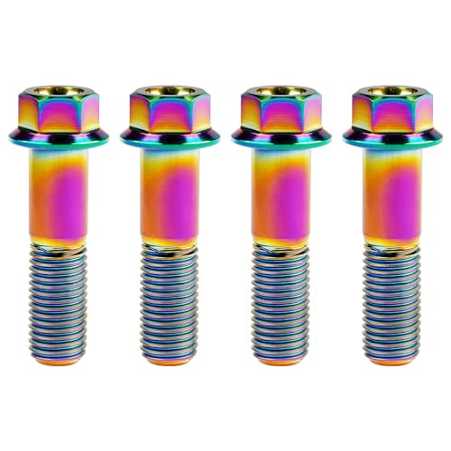 Image of Titanium Bolt Hex Small Flange Head M12x45mm Pitch 1.5, Rainbow | 30 35 40 45 50 55 60 65 70 75 80 85 90mm 1.25 /1.5mm Pitch Screws for Motorcycle Car Modification Pack of 4