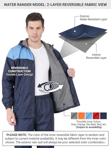 Image of Ranger Unisex 1 Set Rain Suit with Hooded Jacket & Trouser | TPU Coated Bike Riding Wear with Seam Sealed Protection