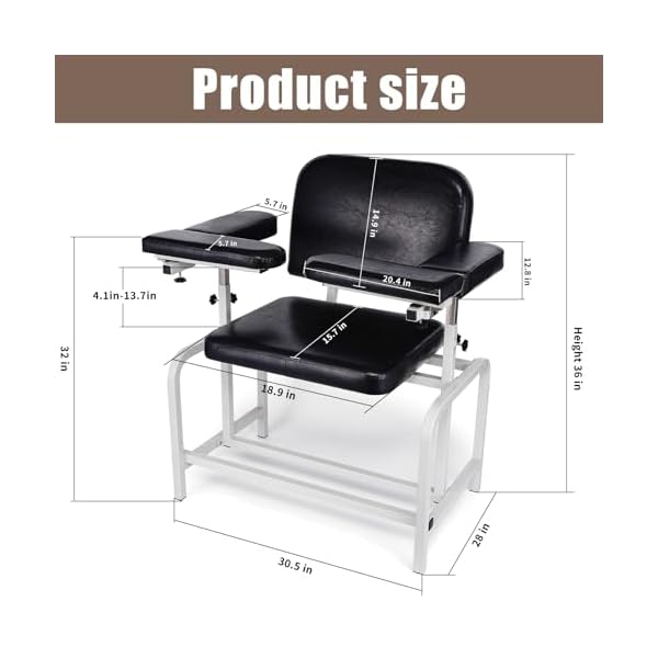 Phlebotomy-Blood-Drawing-Chair-with-Adjustable-Armrest-and-Steel-Frame-Extra-Large-Comfortable-Padded-Medical-Chairs-for-Hospital-Clinic-Lab-Medical-Facilities-Black Phlebotomy-Blood-Drawing-Chair-with-Adjustable-Armrest-and-Steel-Frame-Extra-Large-Comfortable-Padded-Medical-Chairs-for-Hospital-Clinic-Lab-Medical-Facilities-Black