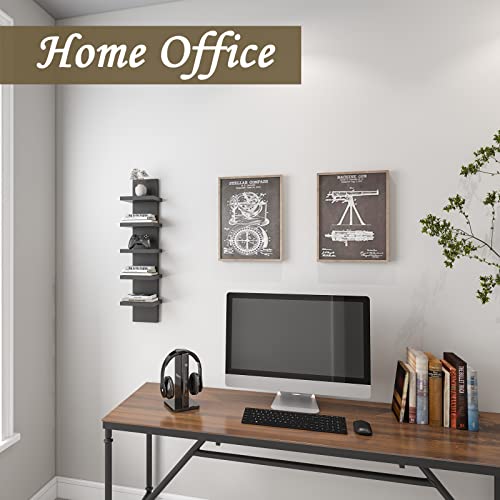 Homaterial 5 Tier Shelves For Wall, Vertical Column Wall Decor Mount Floating Shelves For Bedrooms, Living Rooms, Natural Finish Wall Shelf, Black #TOP4