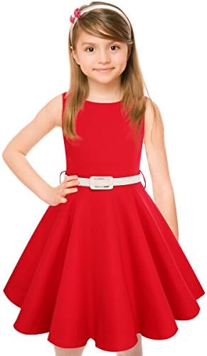 Girls Vintage Dresses Girls' Special Occasion Dress 50s Retro Kids Dresses Swing Rockabilly Sleeveless, Red, Size 6