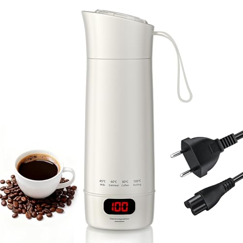 Mini Bouilloire électrique Portable 400 ML, 3 en 1 Bouilloire de Voyage avec 4 Niveaux de Réglage de la Température, Doublure en Acier Inoxydable 304,...