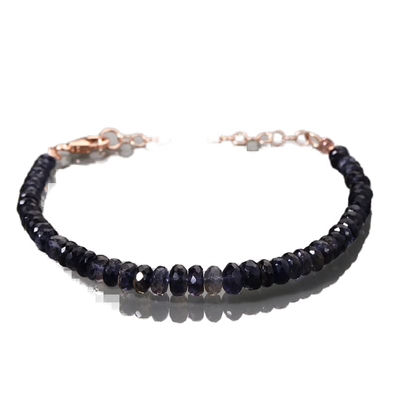 Bracelet iolite ajustable 7 pouces bijou pierres gemmes violettes unisexes stacking LCBR-3631