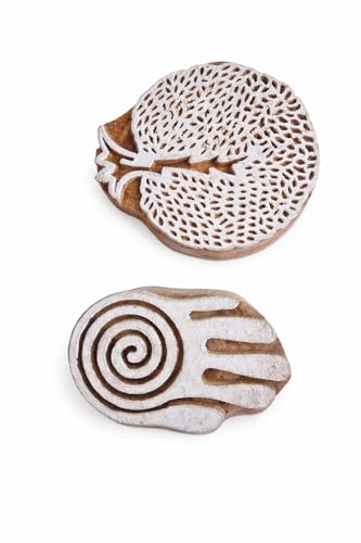 Image of Hashcart | Set of 10 | Religious Shape Wooden Printing Blocks Stamping for Scrapbooking | Kids Project | Art Craft | Handcarved Stamps for Tattoo Print