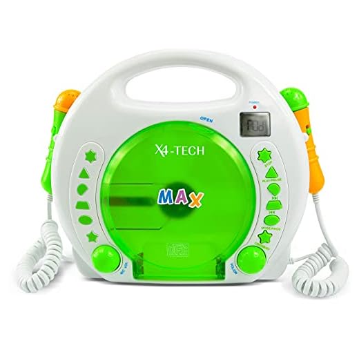 X4 TECH Barn CD-spelare Bobby Joey MP3 med batteri och strömförsörjning, 701456, vit/grön