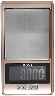 Taylor Pro Precision Kitchen Scales with 0.01g Accuracy & Tare in Gift Box, Pocket Sized, Plastic/Stainless Steel, Rose Gold, 500g / 16oz Weighing Capacity