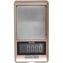 Taylor Pro Precision Kitchen Scale 0.01 g Precision Tare Function Gift Box Compact Plastic/Stainless Steel Rose Gold Weights up to 500 g/16 oz Rose Gold