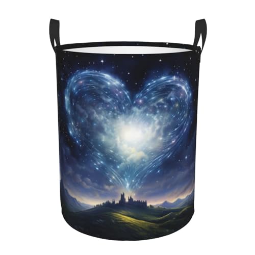 Shooting Star Heart - Cesta redonda de una sola capa para ropa sucia, cesta de tela para la ropa sucia para tus necesidades de organización del hogar