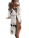 AILUNSNIKA Womens Print Beach Swimsuit Cover Ups for Swimwear Long Sleeve Open Front Kimono Cardigan