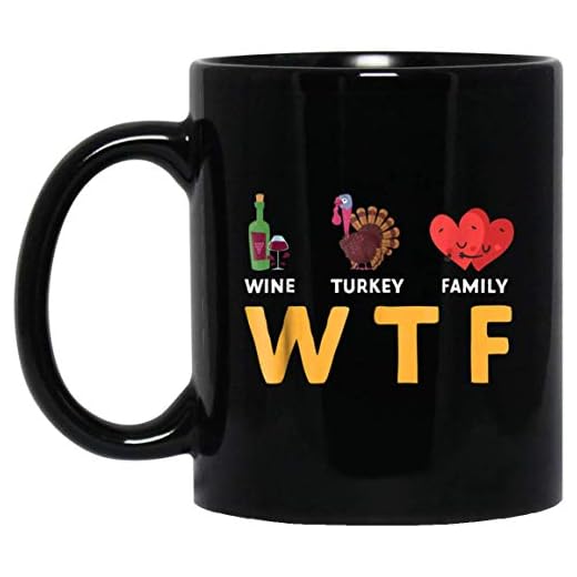 Rolig Thanksgiving festgåva vin kalkon familj 325 ml. Svart mugg