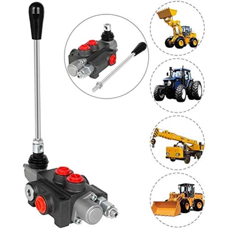 Hydraulic Flow Control Valve 1 Spool 11 GPM G Ports Adjustable Relief Lever Handle Double Acting Parallel Center Tractor Loader W/Joystick Small Tractors/Tanks Loaders Log Splitters 3600 PSI