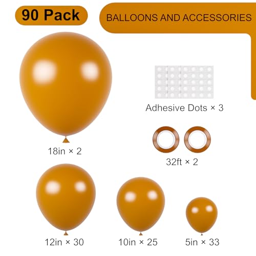 Image of Voircoloria 90pack Retro Orange Balloons Different Size 18 /12 /10 /5 Inch Retro Orange Balloon Garland Arch Kit for Graduation, Wedding, Birthday, Baby Shower, Anniversary Party Decorations