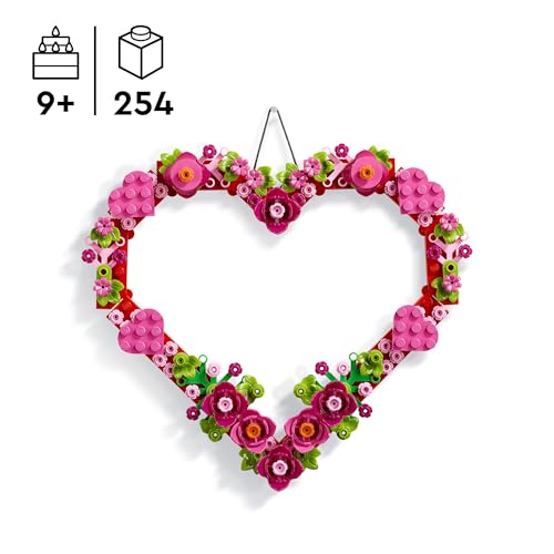 LEGO Iconic Herz-Deko - Spielzeug für Kinder - Geschenk für Mädchen und Jungen ab 9 Jahren - Deko Wohnzimmer - Geschenkidee zum Geburtstag - Modellbau Herz Ornament zum Bauen und Ausstellen 40638