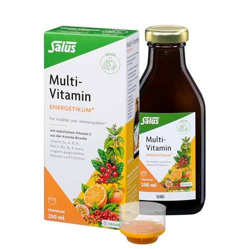 Salus Multi-Vitamin Energetikum (a) - 1x 250 ml - Tonikum mit 8 wichtigen Vitaminen - Vitamin A, B1, B2, Niacin (B3), B6, D3 und E - vegan - bio