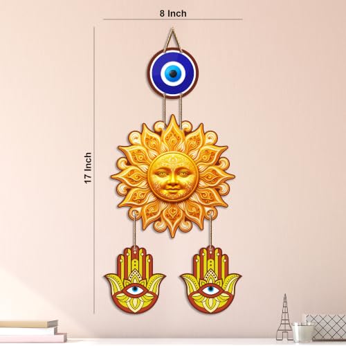 Image of Artvibes Surya Dev Evil Eye Wall Hanging for Home Entrance Door Decor | Nazar Battu Protection Hanging for Living Room Bedroom Office | Vastu Positive Energy Decorative Gift (WH 85126N)