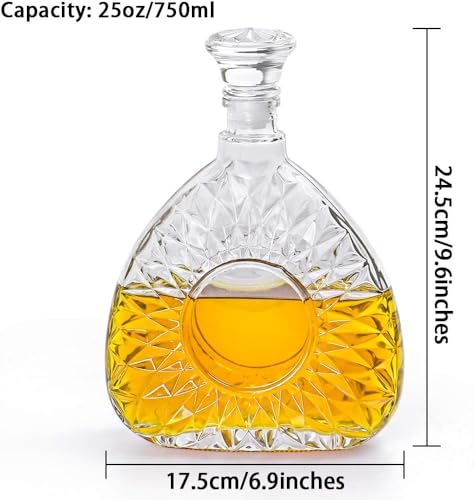 Image of European Style Glass Decanter Storage Container for Liquor, Whisky, Vodka, Scotch, Wine, Rum, Brandy, Champagne, Tequila, Juice (750ML-OVEL Decanter)