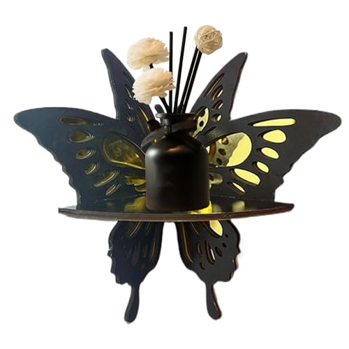 Estante de pared de la esquina - rejilla de pared flotante de mariposa, estante de almacenamiento elegante | Elegante estante de esquina de mariposa que se destaca en interiores modernos, estante de s
