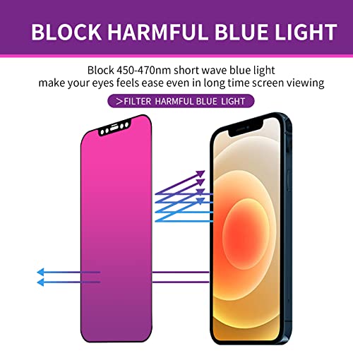 Image of 2 Pack Tempered Glass for iPhone 12 Pro Max Privacy Screen Protector | for iPhone12 ProMax 6.7inch Anti Spy Anti Blue Light Eye Protection Anti-Scratch Bubble Free Easy Installation