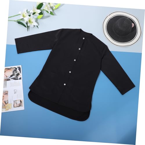 Uniforme de trabajo cómodo negro para peluquería y estética diaria 5